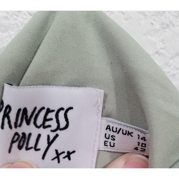 Princess Polly Women's 10 Satin Green Dress V Shape Back Straps #15 - Picture 5 of 5